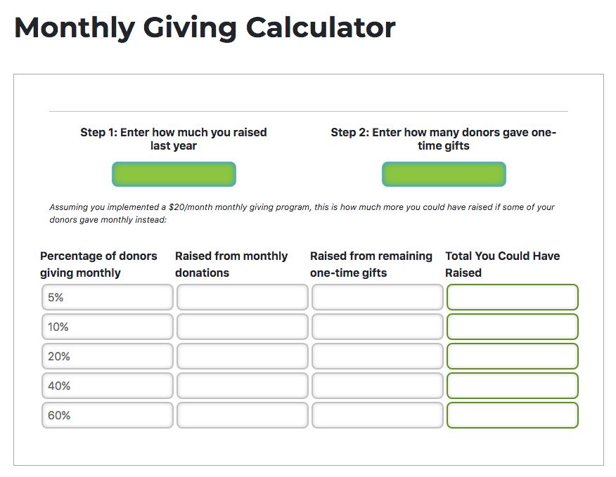 Monthly Giving Calculator