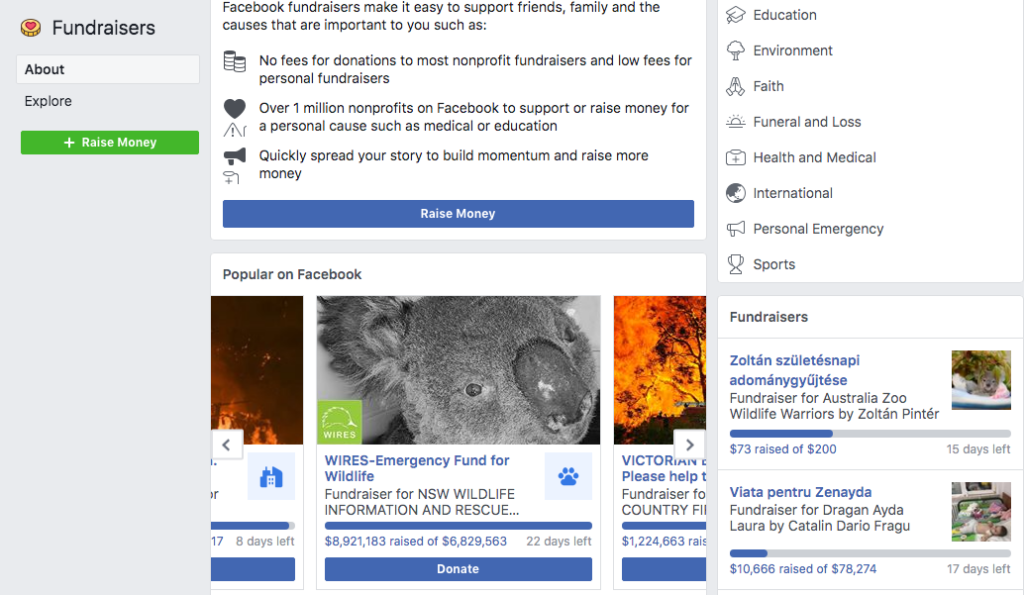 Facebook Fundraising Campaigns