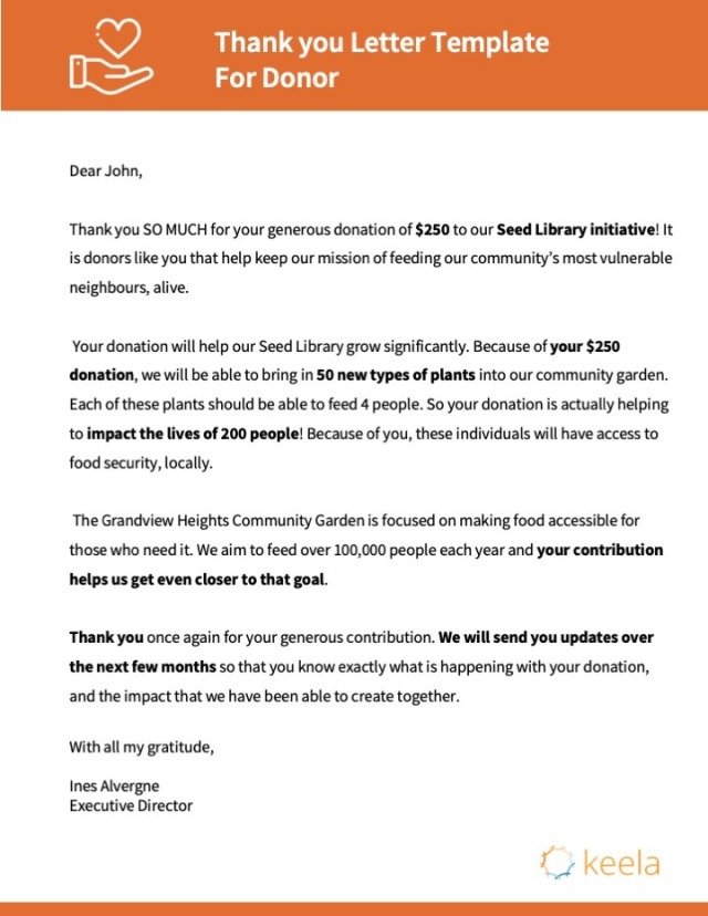 Donor Thank you Letter Template