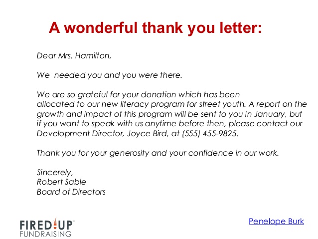 Donor Centered Fundraising Thank you Letter