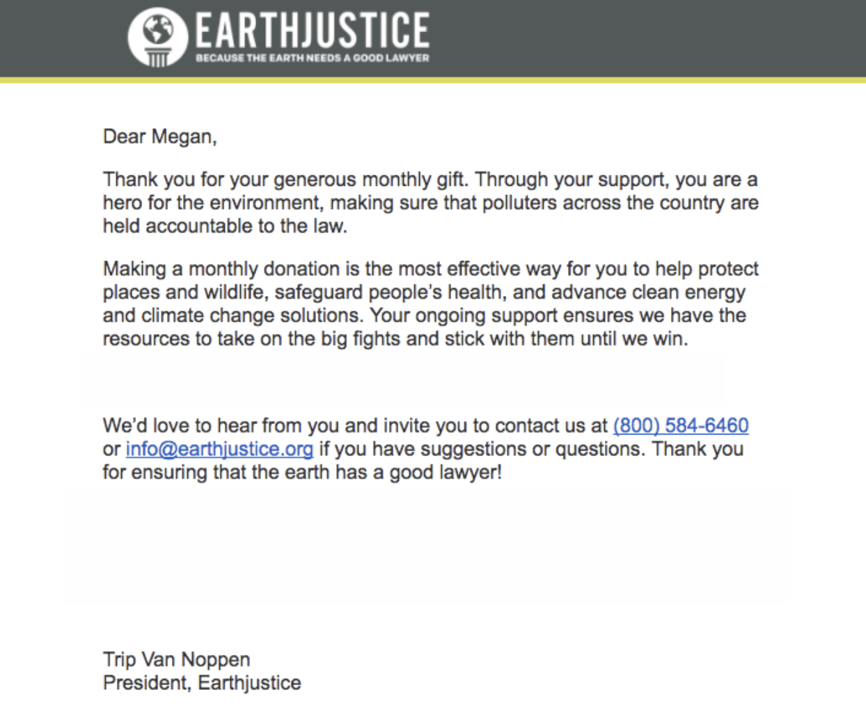 Earth Justice Monthly Gift