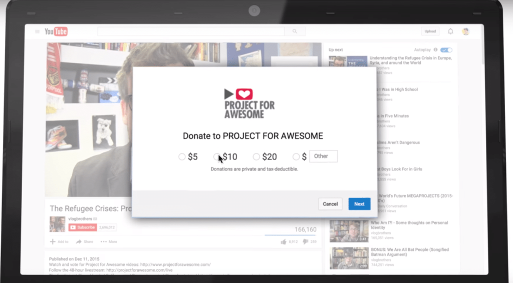 Youtube donate button nonprofit