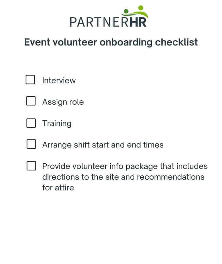 event volunteer onboarding checklist