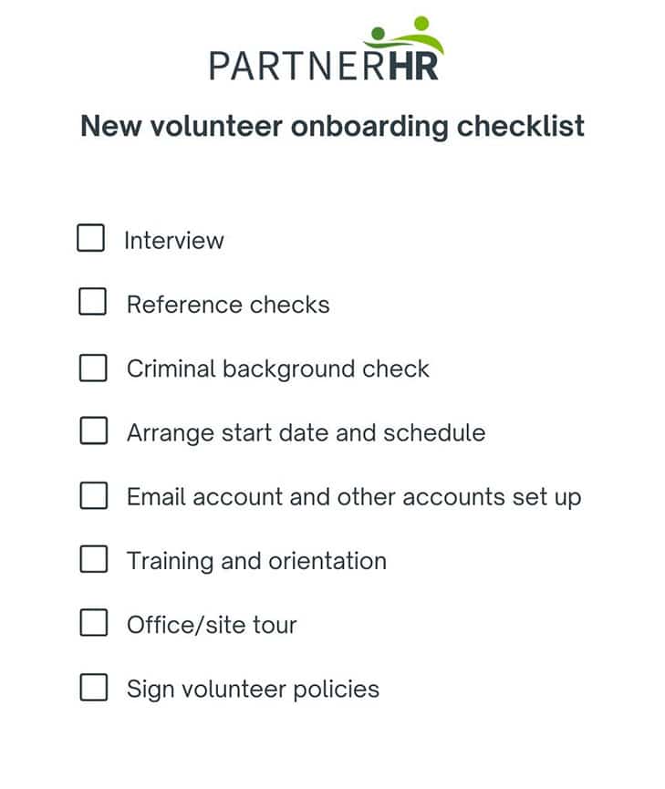 new volunteer onboarding checklist