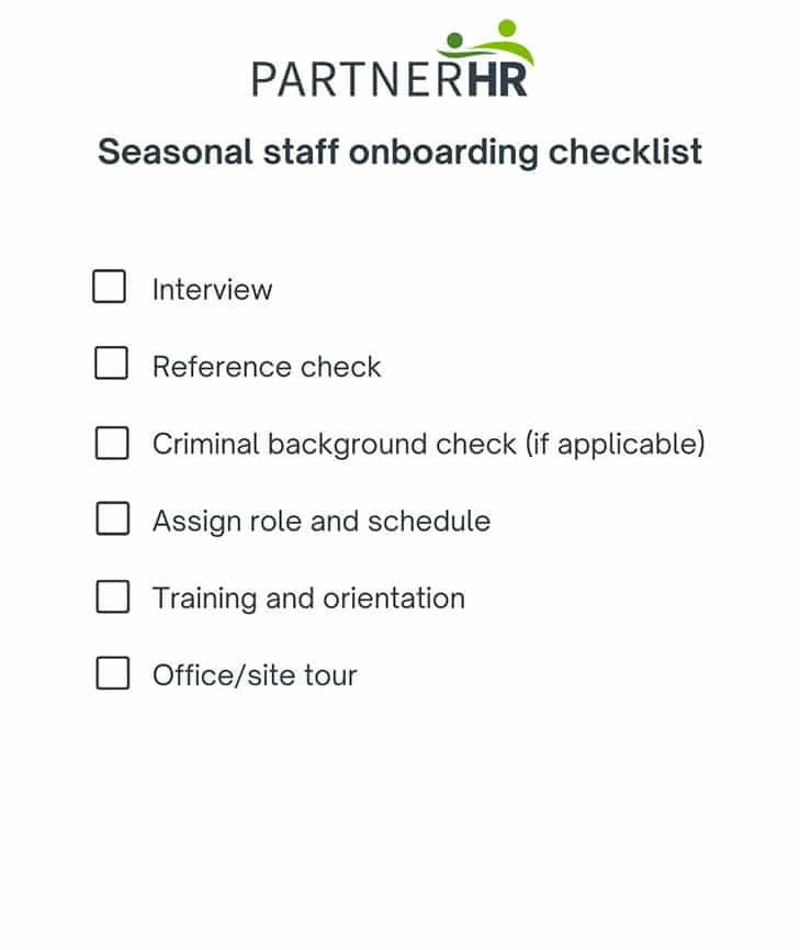seasonal staff onboarding checklist
