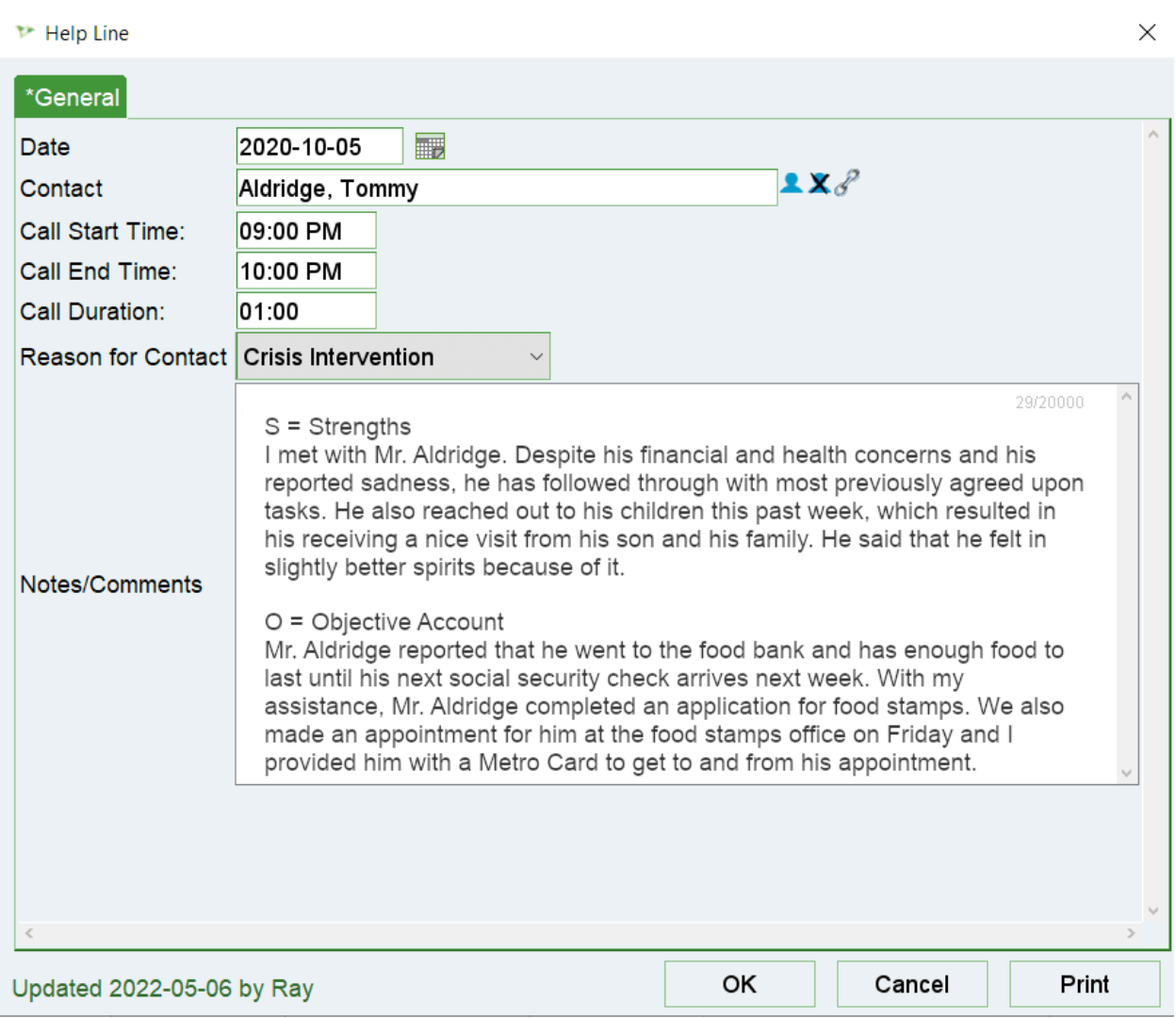 Case notes are a way to keep track of what is going on with each client